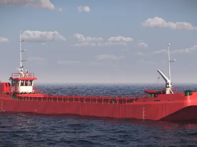  Split Hopper Barge Red Rigged for Maya 