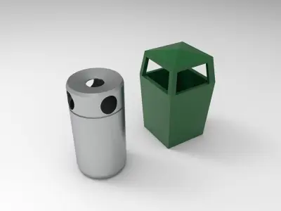 Public Trash Bin Low-poly 3D model