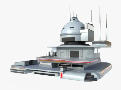 futuristic spaceport Low-poly 3D model