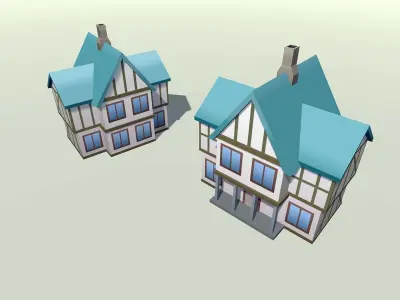 Mobile lowpoly buildings Low-poly 3D model