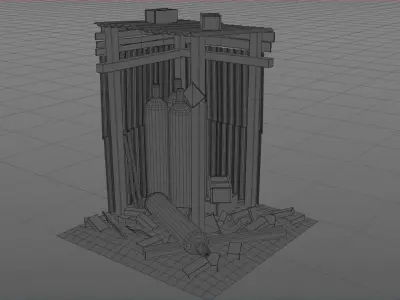 Scrap gas bottel asset Low-poly 3D model