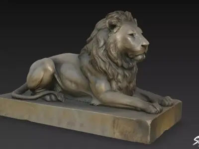 Lion Statue V23 Low-poly 3D model