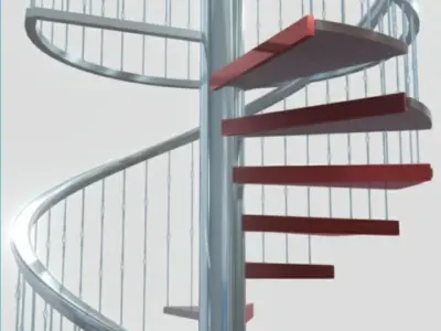 Spiral stair ballastrade railing 3D model