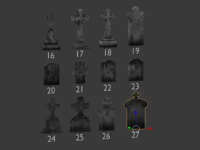 Tomb stone graveyard low poly pack 2 Low-poly 3D model