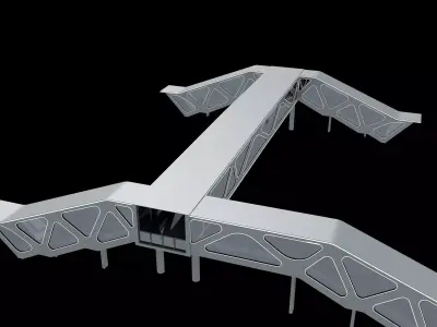 modern curved pedestrian bridge 3D model