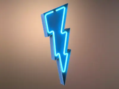 Lightning Bolt NEON Sign Low-poly 3D model