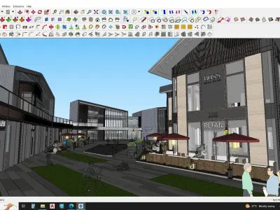 Modern Shopping mall with landscape 3d model 3D model