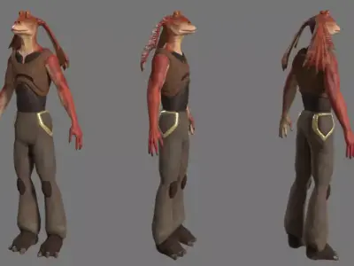 Gungan soldier JAR JAR Low-poly 3D model