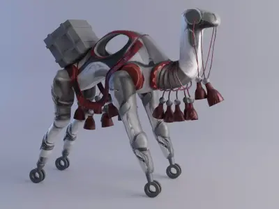 Sci-Fi Robotic Camel 3D Model Low-poly 3D model