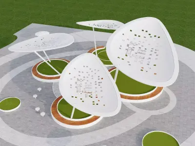 Modern Minimalist Urban Pavilion 3D model