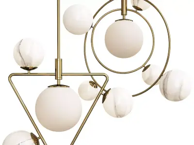 COSMOGONY A pendant light with marble balls hanging from it Low-poly 3D model