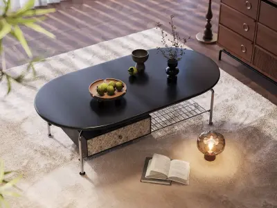 Modern Minimalist Round Coffee Table Set 3D model get