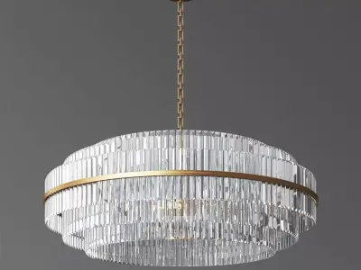 Vienna Round Crystal Chandelier Antique Brass 3D model