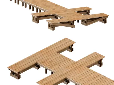 Wooden pier  River pier  Pontoon 3D model