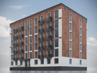 Brick Residential Building 012 3D model