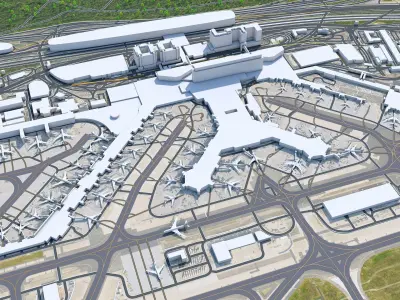 Frankfurt Airport 16km Low-poly 3D model