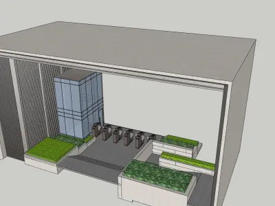 traditional modern pedestrian entrance main gate 3D model