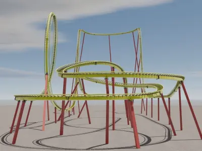 Rollercoaster 3D model Low-poly 3D model