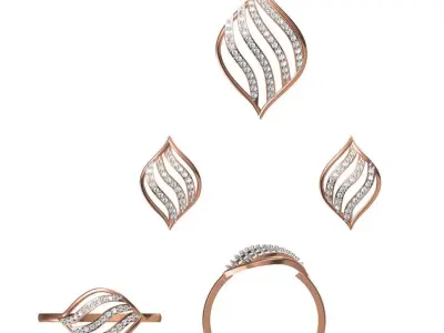 Light wt Ring Earrings Pendant set 3dm stl 1-render details 3D print model 27