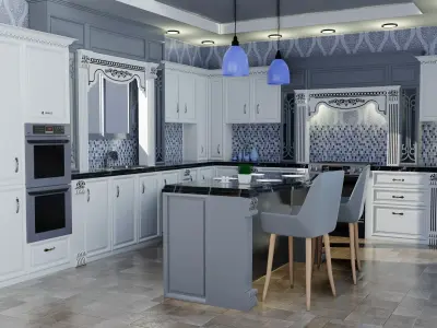 kitchen 3d model with cabinets and accents 3D model