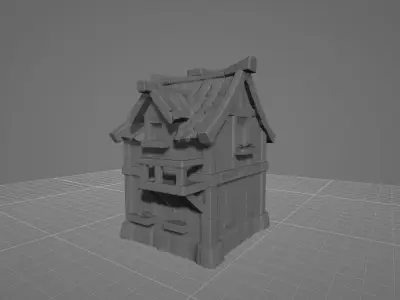 Fantasy Cottage House Game Ready 3D Model - No Textures Low-poly 3D model