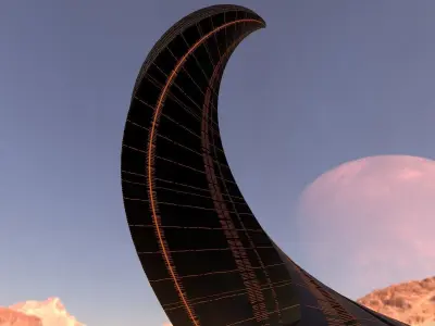 Twisted Layered Tower Futuristic 3D model