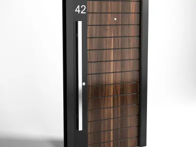 entrancedoor wooden door with number 3D model