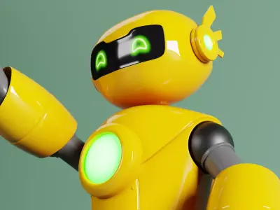 Stylized Yellow Robot - Rigged PBR Character 3D model