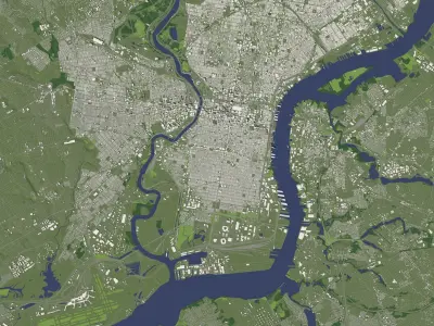 Philadelphia USA in 20 km x 20 km - city and urban 3D model