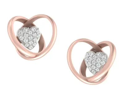 Light Weight Rose Gold Diamond Earring  -DDS PN 185 3D print model