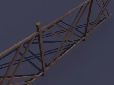 Fence Low Poly 3d Model gate - gate Low-poly 3D model