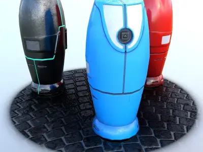 Modern and Sci-fi Hydrant PBR lowpoly model Low-poly 3D model