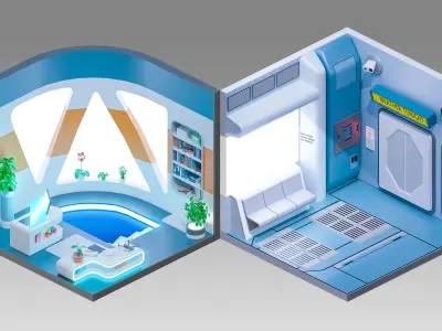 Sci-Fi Rooms Low-poly 3D model