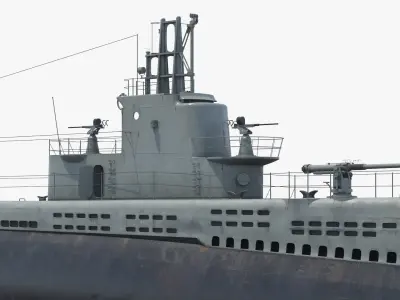  Historic USS Drum SS-228 Attack Submarine on Water 