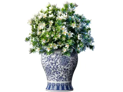 White bouquet porcelain vase pot Jar decorating style Provence 3D model