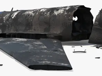  Burnt Jet Plane Debris after Crash 