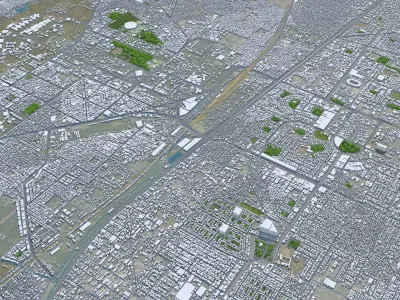 Faisalabad Pakistan 45km AI Low-poly 3D model