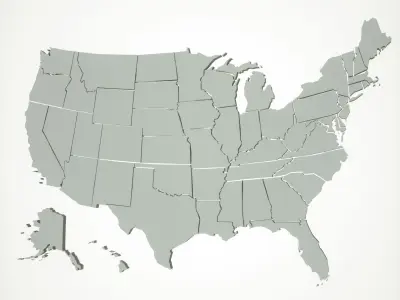 USA States 3D Low-poly 3D model