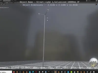 Street Light 1 Galvanized 10000mm 3F Low-poly 3D model