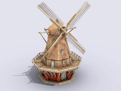 Copenhagen Windmill Low-poly 3D model