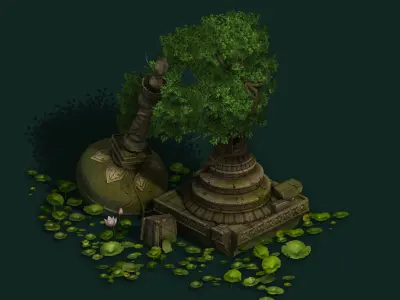 Kashayana Buddhist Forest Broken Water Pagoda 1 3D model
