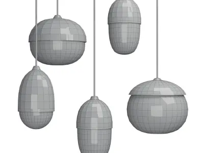 Pendant Light Vintage Wood Grain Glass Iron Painder 3D model