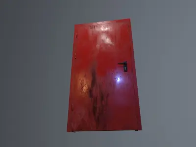 Emergency door game ready and animatable Low-poly 3D model