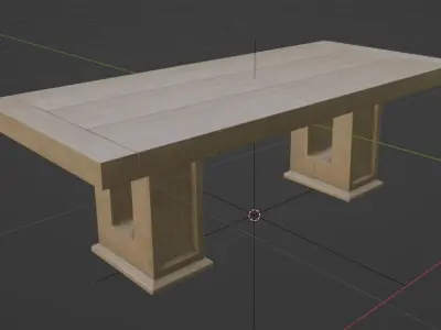 Oak Dining Table Plank Low-poly 3D model