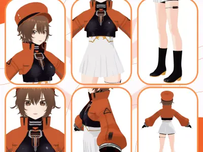 VRM CYBERPUNK FUTURISTIC CYBERWEAR CUTE SCIFI GIRL SKIRT 3D model