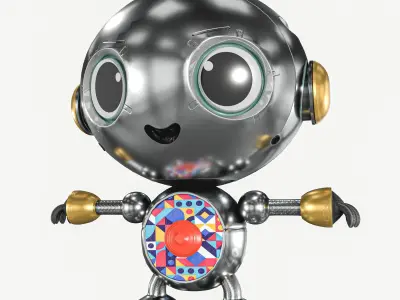 Small Cute Robot Low-poly 3D model