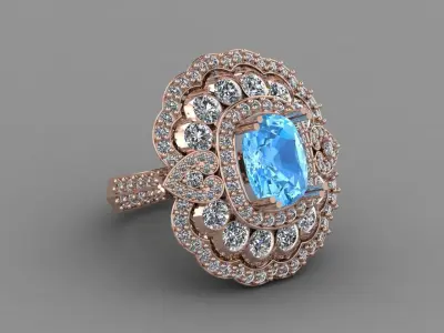 Rose Gold Women Diamond Ring 3D print model 3D print model 68