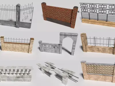 fences wooden structure made of sandbags 3D model