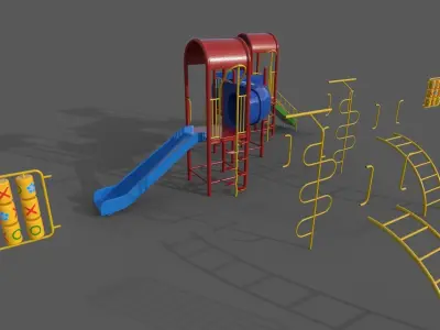 PBR Playground Outdoor Jungle Gym 19 Low-poly 3D model