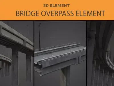 Bridge Overpass 3D Element Low-poly 3D model